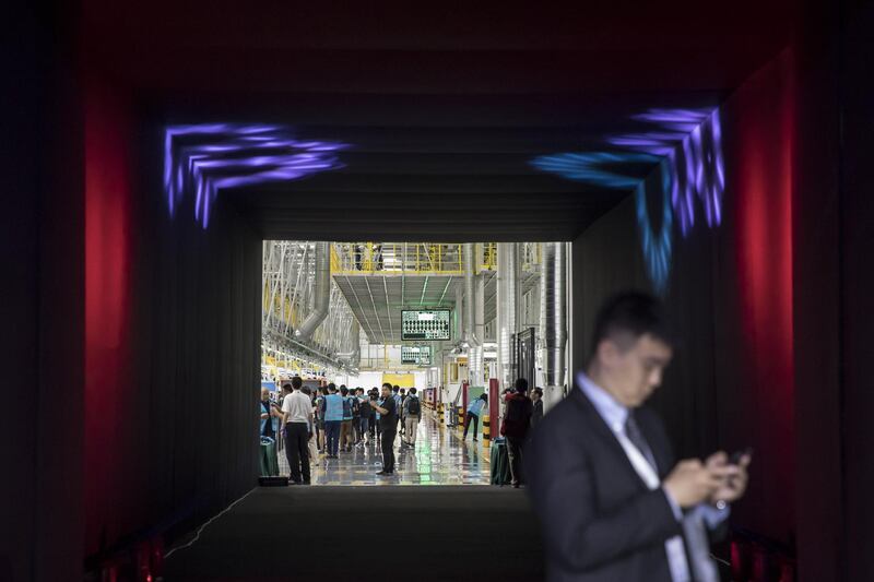 Members of the media tour the second phase of the Chery Jaguar Land Rover Automotive Co. plant in Changshu, China, on June  27, 2018. Qilai Shen / Bloomberg