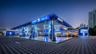 An Adnoc Distribution fuel station. The company said its first-quarter profit increased by 2.3 per cent on an annual basis. Photo: Adnoc Distribution