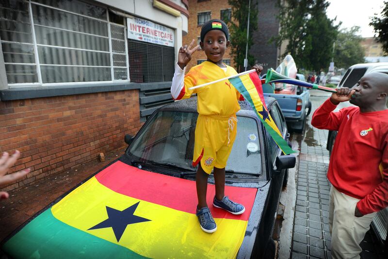 NOT FOR RESALE
JOHANNESBURG - 20130120 - A young Ghana supporters knows Ghana has scored 2 goals against Congo already. 
Photo: Bram Lammers 
NOT FOR RESALE.
COPYRIGHT BRAM LAMMERS PHOTOGRAPHY
