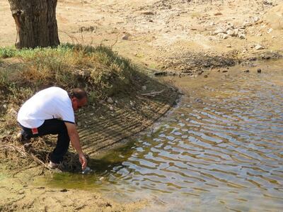 Researchers collecting mud and water samples in the Emirates. Photo: Prof Waleed Hamza.