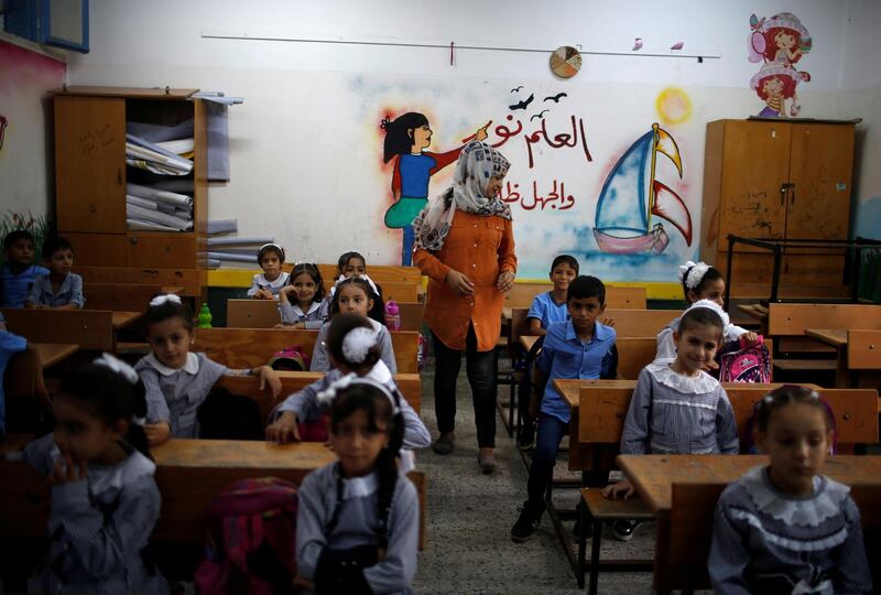 Palestinian schoolchildren in Gaza City. Reuters