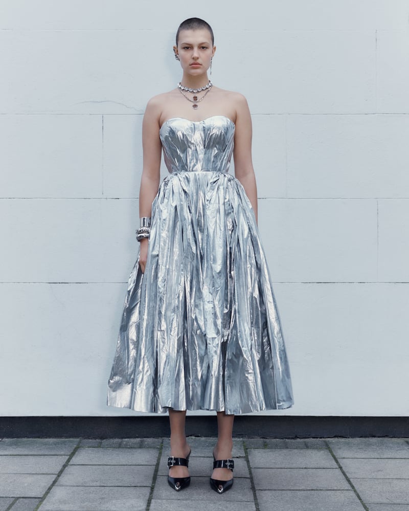 Metallic dress by British designer Sarah Burton from the Alexander McQueen pre-autumn/winter 2022 collection. Photo: Alexander McQueen