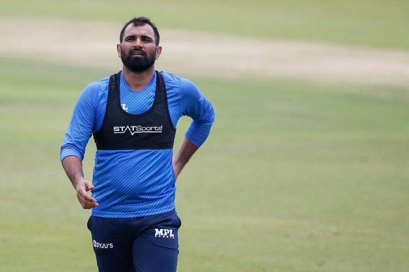 India pacer Mohammed Shami bowls during training at SuperSport Park in Centurion. AFP