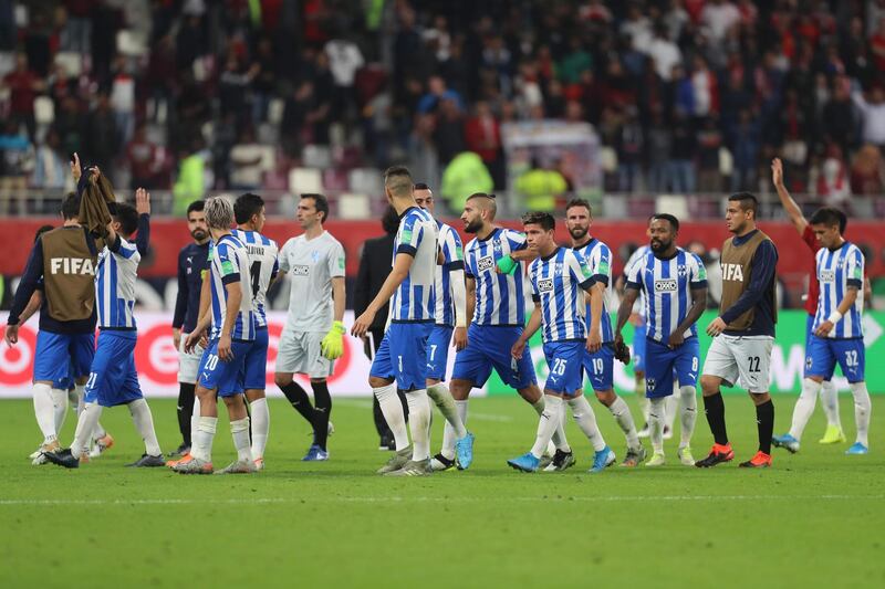 Monterrey's players acknowledge supporters after the defeat in Doha. AFP