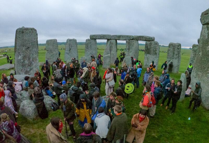 Footage from the site showed about 100 people inside the stone circle. Getty Images