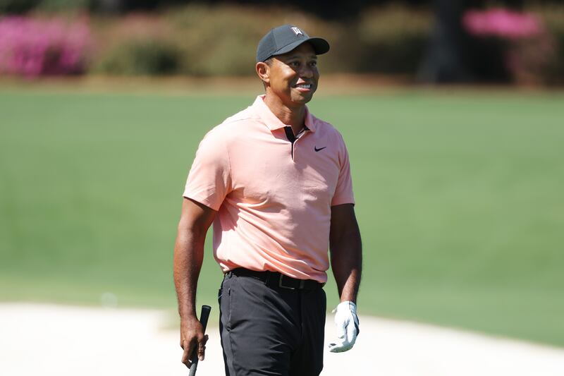 Tiger Woods in the practice area at Augusta National Golf Club. AFP