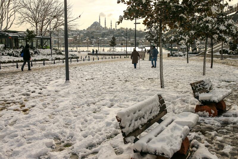 Rescue crews in Istanbul and Athens on Tuesday cleared roads that had come to a standstill after the snowstorms. AP