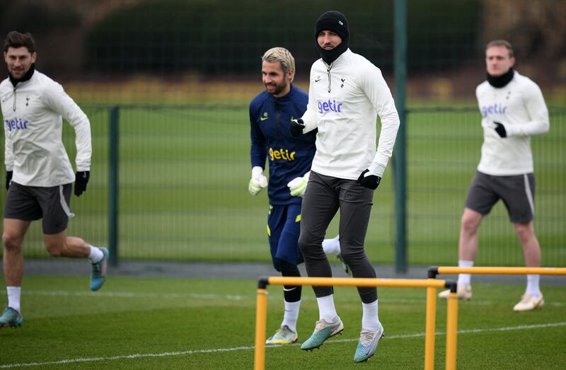 Tottenham Hotspur's English striker Harry Kane during training. AFP