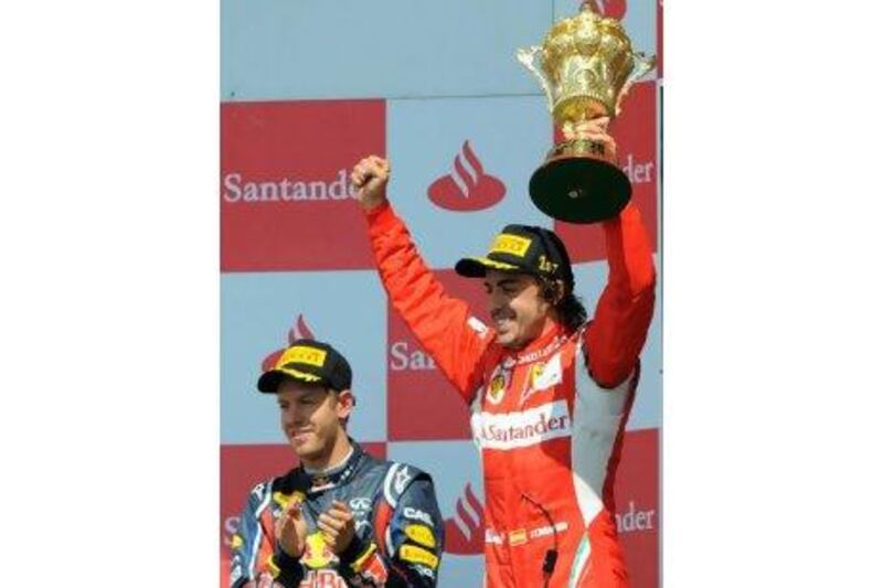 Ferrari's Fernando Alonso stood on the top of the podium for the first time this season on Sunday.