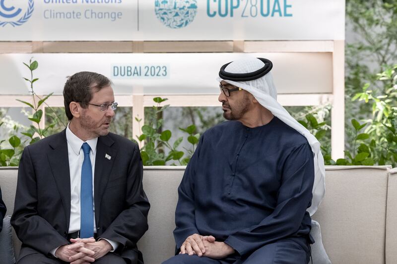 President Sheikh Mohamed meets Isaac Herzog, President of Israel.