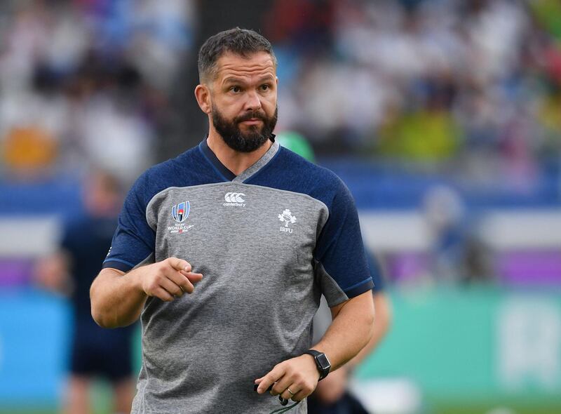 File photo dated 22-09-2019 of Ireland's defence coach Andy Farrell. PRESS ASSOCIATION Photo. Issue date: Wednesday October 2, 2019. Andy Farrell has called on Ireland to channel the spirit of England's 2007 World Cup run to turn their Japanese quest on its head. See PA story RUGBYU Ireland. Photo credit should read Ashley Western/PA Wire.