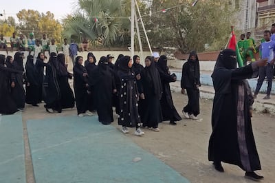 Women during military drills in Gedaref. AFP