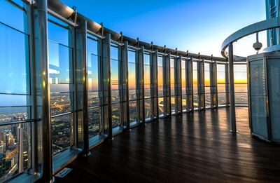 A view of sunrise from the Burj Khalifa’s At the Top observation deck. Courtesy Emaar Properties