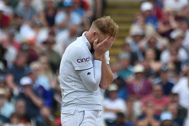 England captain Ben Stokes reacts. AP 