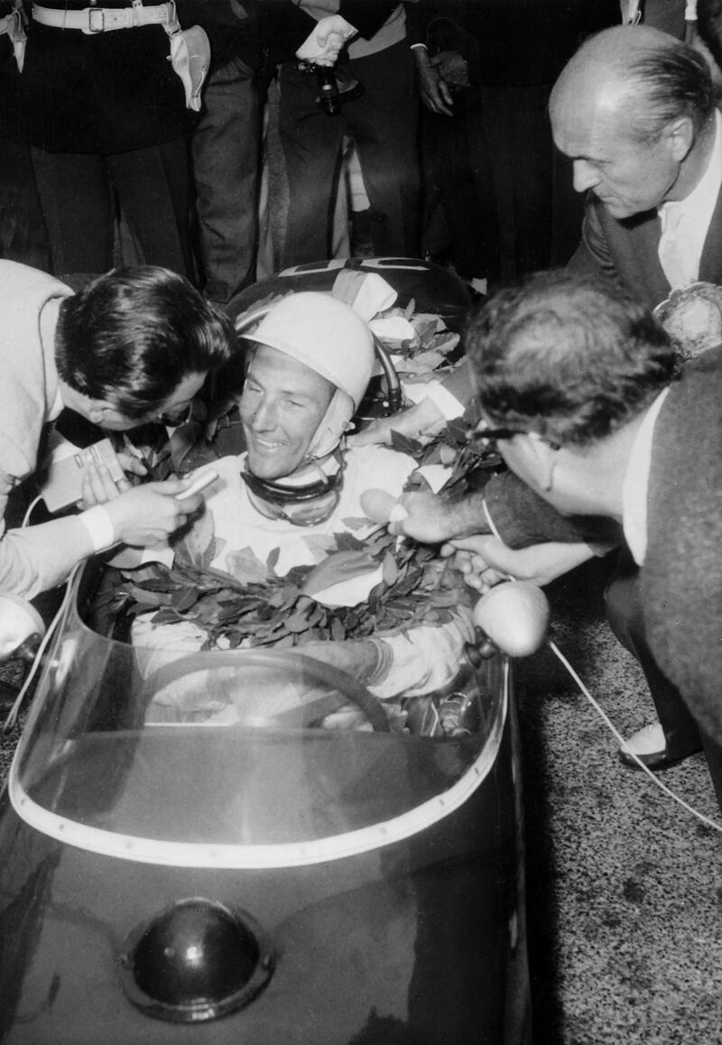 Stirling Moss after winning the Monaco Grand Prix on May 15, 1961. AFP