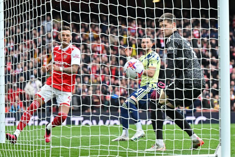 Arsenal's Ben White scored at the Emirates Stadium. AFP