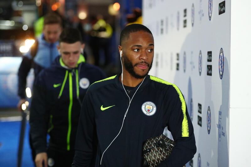 LONDON, ENGLAND - DECEMBER 08: Raheem Sterling of Manchester City arrives at the stadium prior to the Premier League match between Chelsea FC and Manchester City at Stamford Bridge on December 8, 2018 in London, United Kingdom.  (Photo by Clive Rose/Getty Images)