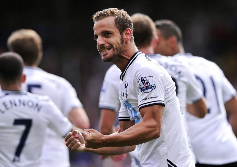 Striker: Roberto Soldado, Tottenham Hotspur. Partly responsible for Spurs' inability to replace Gareth Bale's production. The £26 million (Dh161m) signing from Valencia scored all of one goal from open play. Glyn Kirk / AFP