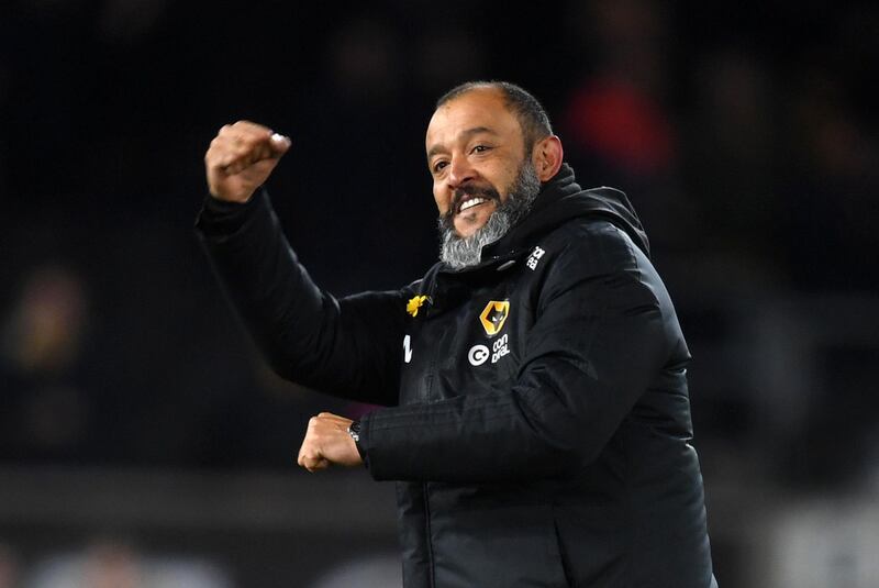 Nuno Espirito Santo celebrates the win. Getty Images