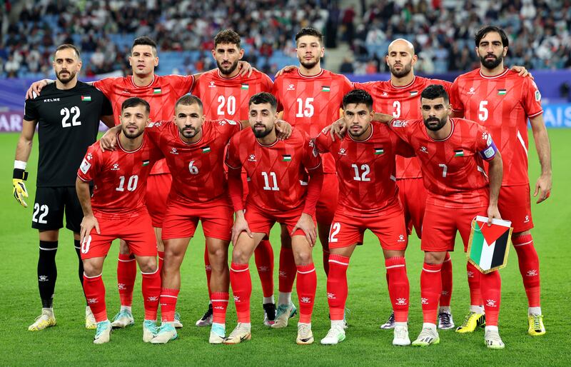 The Palestine team before the match. Getty Images