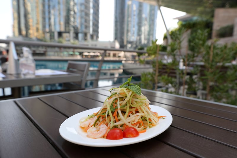 Dubai, United Arab Emirates - Reporter: Sophie Prideaux. Lifestyle. Food. Restaurant feature. Eat your way around JLT. Goi Du Du Tom (prawn) from Vietnamese Foodies. Monday, January 18th, 2021. Dubai. Chris Whiteoak / The National