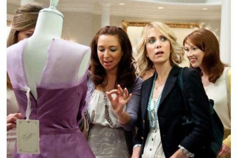 From left, Rose Byrne, Maya Rudolph, Kristen Wiig and Ellie Kemper in the hilarious comedy Bridesmaids. Mindy Kaling lost out on Maya Rudolph's bridal role