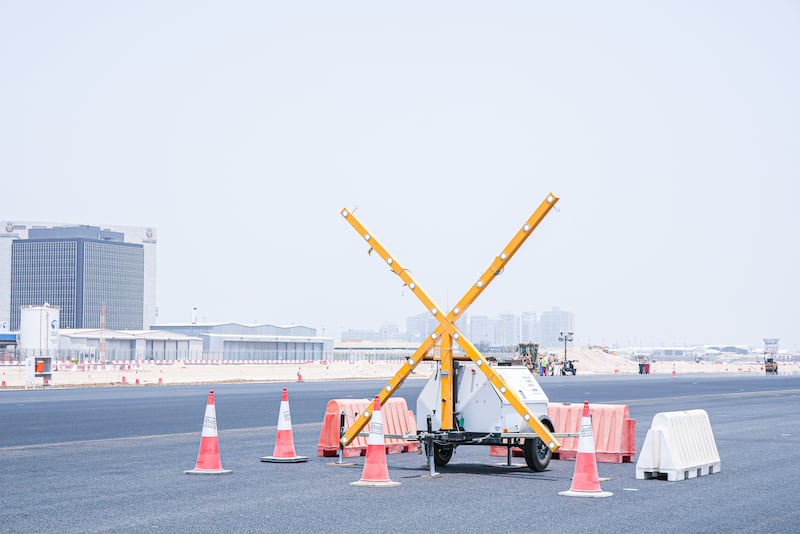 The runway during upgrade works. Photo: Abu Dhabi Airports