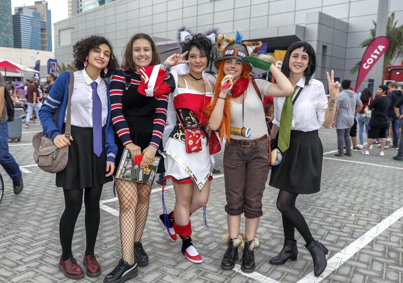 Dubai, April 12, 2019.  MEFCC day 2-
Comic Con goers at full swing on day 2.  Victor Besa/The National.
Section:  AC  
Reporter:  Chris Newbould