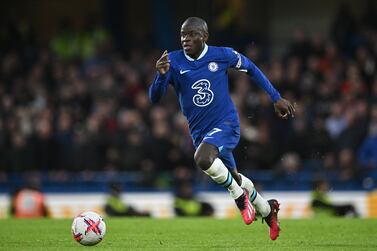 (FILES) Chelsea's French midfielder N'Golo Kante controls the ball during the English Premier League football match between Chelsea and Aston Villa at Stamford Bridge in London on April 1, 2023.  Saudi club Al-Ittihad announced on June 20, 2023 the signing of French midfielder N'Golo Kante.  (Photo by JUSTIN TALLIS / AFP) / RESTRICTED TO EDITORIAL USE.  No use with unauthorized audio, video, data, fixture lists, club/league logos or 'live' services.  Online in-match use limited to 120 images.  An additional 40 images may be used in extra time.  No video emulation.  Social media in-match use limited to 120 images.  An additional 40 images may be used in extra time.  No use in betting publications, games or single club/league/player publications.   /  