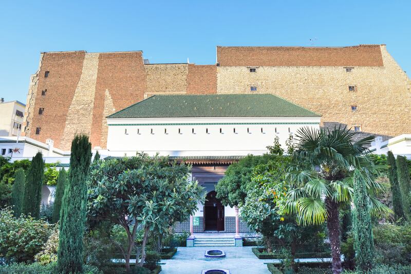 The mosque's gardens draw inspiration from the Alhambra in Spain.