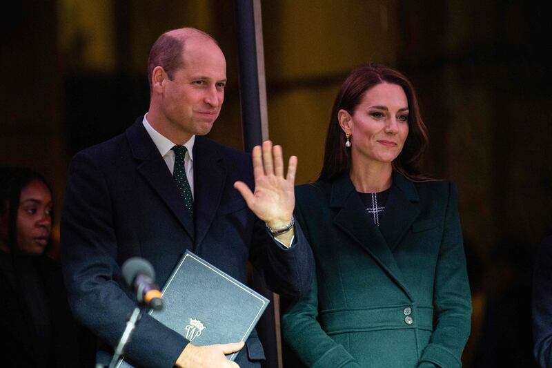 The royal couple at the Earthshot countdown event at City Hall Plaza in Boston. AFP