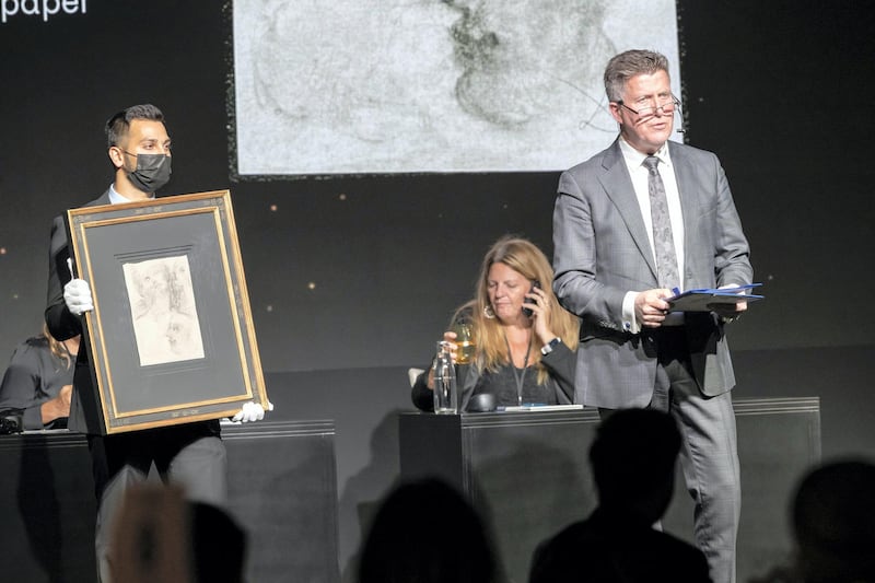 Art on auction at the 100 Million Meals charity auction at the Mandarin Oriental Jumeirah in Dubai on April 24 th, 2021. Salvador Dali art work on auction.
Antonie Robertson / The National.
Reporter: Rory Reynold for National