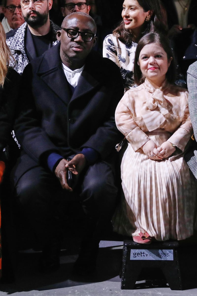 'British Vogue' editor Edward Enninful and Sinead Burke attend the International Woolmark Prize 2020 during London Fashion Week on February 17, 2020. Getty Images