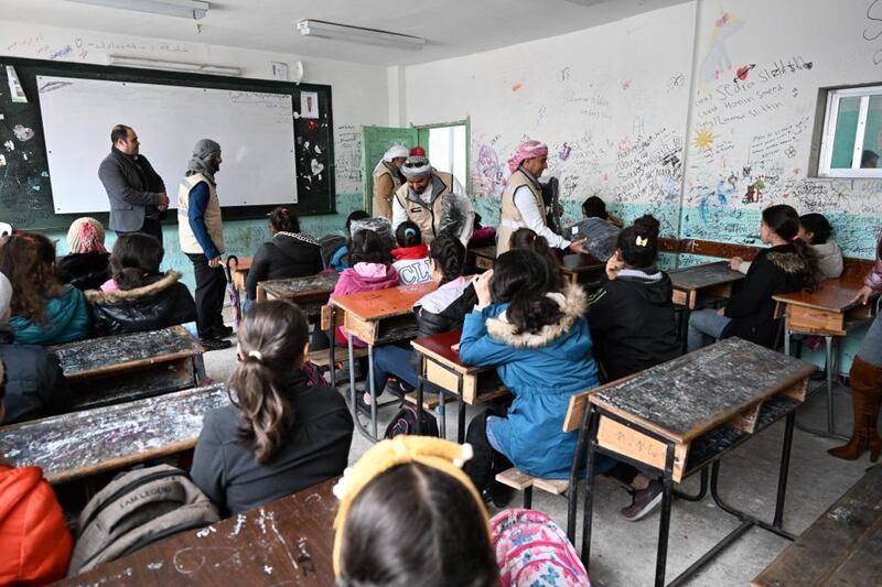 Emirates Red Crescent distributed school bags and stationery kits to pupils in Latakia province in Syria. Wam