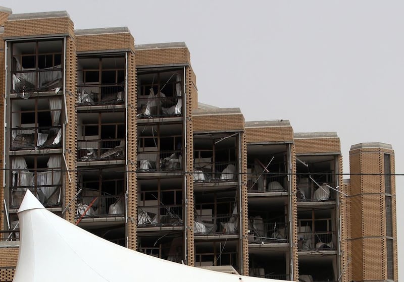A general view shows the damage inflicted upon the Babylon hotel. Ali Al Saadi / AFP Photo