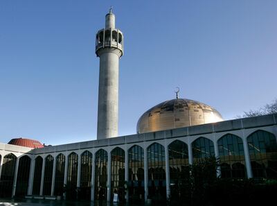 FILE - In this file photo dated Thursday Dec. 7, 2006, Regents Park Mosque in London. British police say a man has been stabbed at the London Central Mosque near Regent's Park, Thursday Feb. 20, 2020. (AP Photo/Kirsty Wigglesworth, FILE)