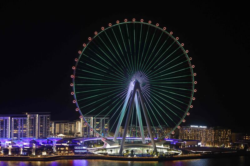 At more than 250 metres in height, Ain Dubai has 48 cabins that offer views of landmarks including Burj Al Arab and Palm Jumeirah. AFP