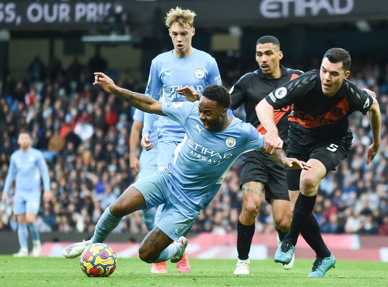 Michael Keane - 6: Relieved when referee reversed penalty call for his challenge on Sterling. Could have conceded a spot kick after break after clipping Silva in the box. Taken out of game by Cancelo wonder pass before Sterling goal. EPA