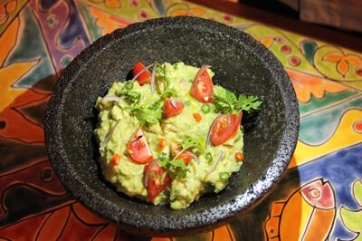 Try the guacamole at El Sombrero at Sheraton Abu Dhabi Hotel & Resort, which comes with crumbled feta (not shown) and nachos. Sheraton Abu Dhabi Hotel & Resort