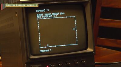 A command from the Apple-1 computer shows an illustration on the device's screen. Photo: John Moran Auctioneers