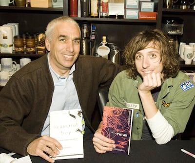 NEW YORK - FEBRUARY 26:  Author David Sheff and son Nic Sheff  appear in a New York City Starbucks store kicking off a nine-city Starbucks tour promoting his new memoir "Beautiful Boy" on February 26, 2008 in New York CIty  (Photo by Shawn Ehlers/WireImage/Getty Images)  *** Local Caption ***