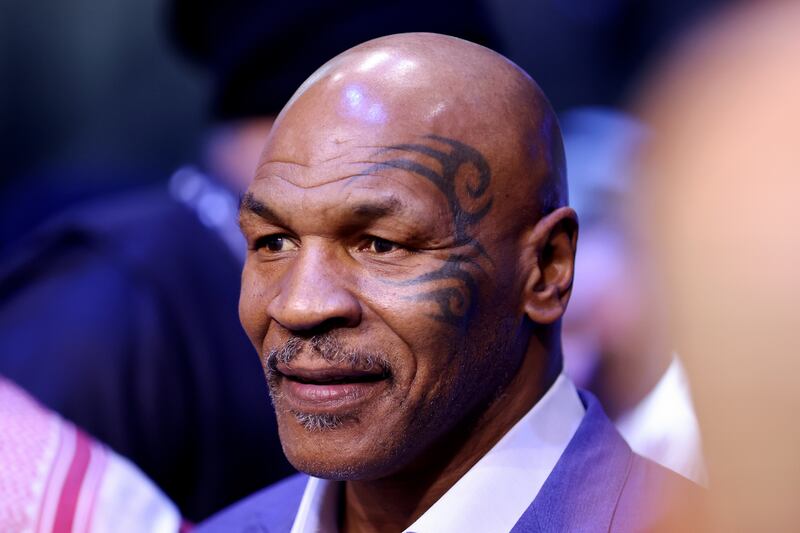 Former world heavyweight champion Mike Tyson looks on prior to the cruiserweight fight between Jake Paul and Tommy Fury at the Diriyah Arena. Getty Images