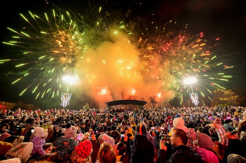 Fireworks light up the sky at a Christmas fair in Bucharest, Romania. AP 