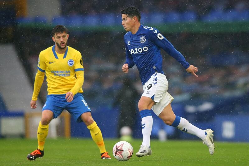 James Rodriguez in action against Brighton. AFP