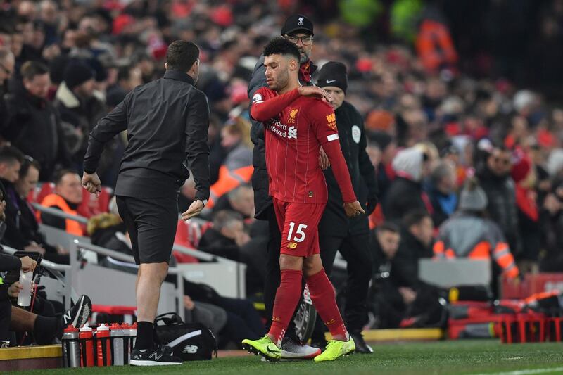 Liverpool midfielder Alex Oxlade-Chamberlain heads off the pitch after being substituted. AFP