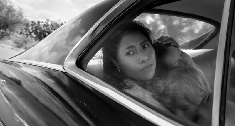 This image released by Netflix shows Yalitza Aparicio in a scene from the film "Roma," by filmmaker Alfonso Cuaron. The film is nominated for an Oscar for best picture and best foreign film. The 91st Academy Awards will be held on Feb. 24. (Alfonso CuarÃ³n/Netflix via AP)