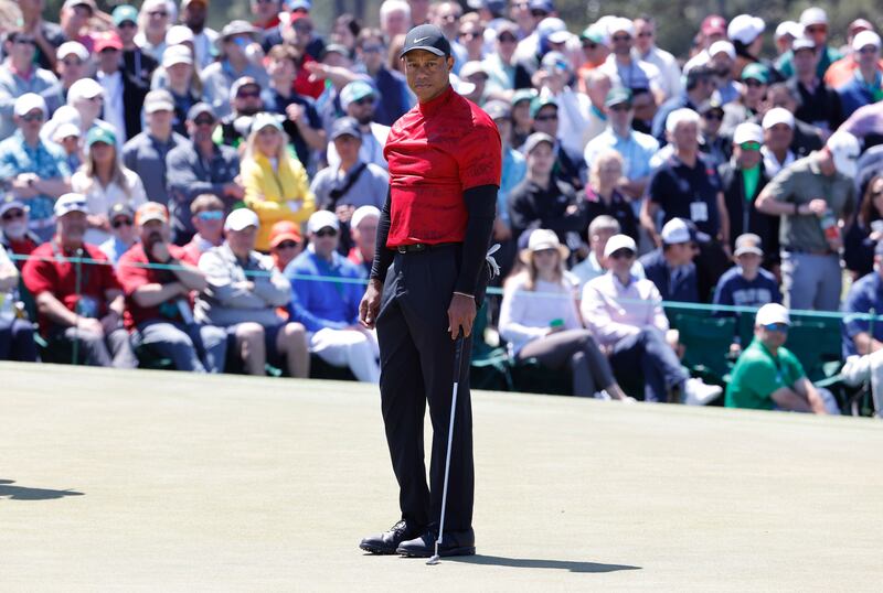 Tiger Woods on the ninth green during the final round of the Masters. EPA