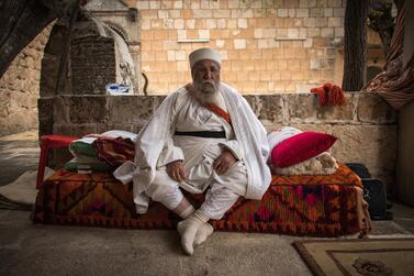 Yezidis' spiritual leader Baba Sheikh in Lalish, Iraq near the border with Iraqi Kurdistan, in March 2016. NurPhoto via Getty Images)