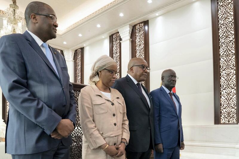 ABU DHABI, UNITED ARAB EMIRATES - May 20, 2019: Members of the Malian delegation accompanying HE Boubou Cisse, Prime Minister of Mali (not shown), attend an MOU signing, at Al Bateen Palace.

( Mohamed Al Hammadi / Ministry of Presidential Affairs )
---