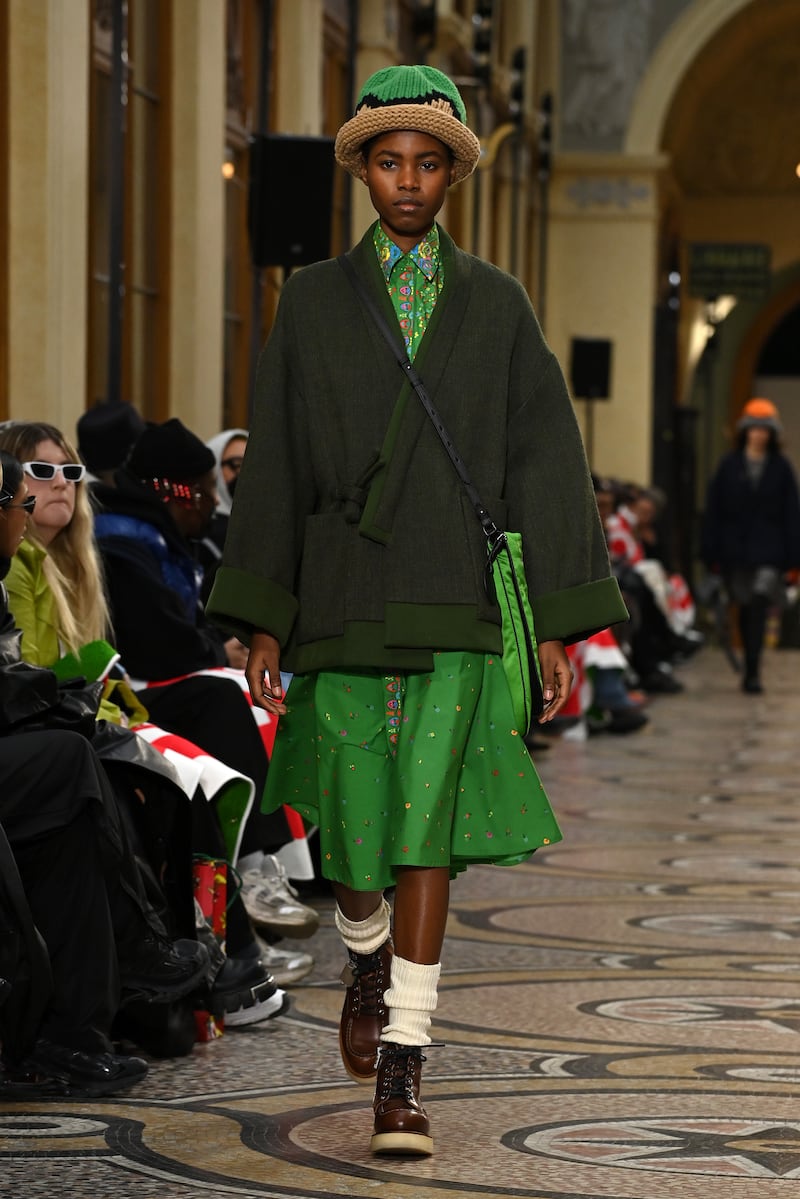 Nigo's first show for Kenzo mixed Japanese touches, such as side fastening jackets, with jaunty prints for autumn/winter 2022. All photos: Getty Images